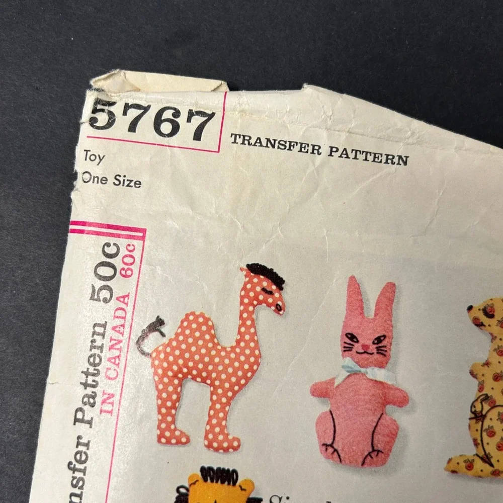 Vintage 60's Simplicity 7267 8 Stuffed Animal Patterns OS Transfer